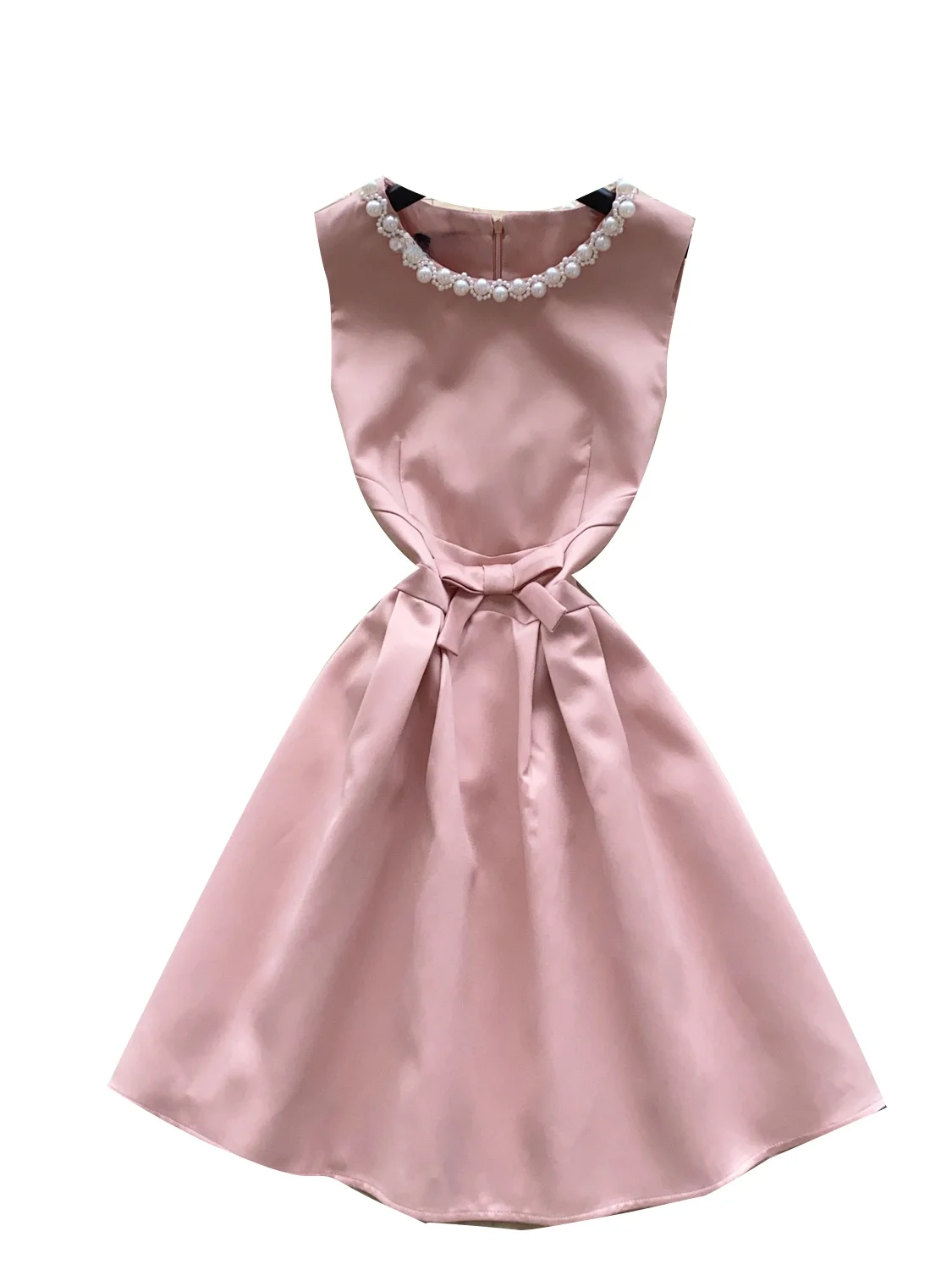 Ele High-End Perline rotonde Ne Svel Donna Dr Summer Dimagrante A-Line Abito con gonna intera Coreano Sle a vita alta