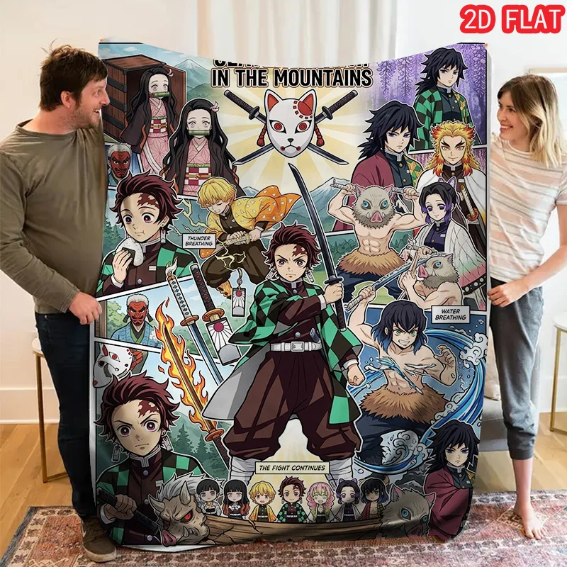 Kimetsu no Yaiba Weiche Flanelldecke, warme und gemütliche, pillinghemmende, atmungsaktive Flanelldecke für Bett, Sofa, Reisen, Dekoration THW