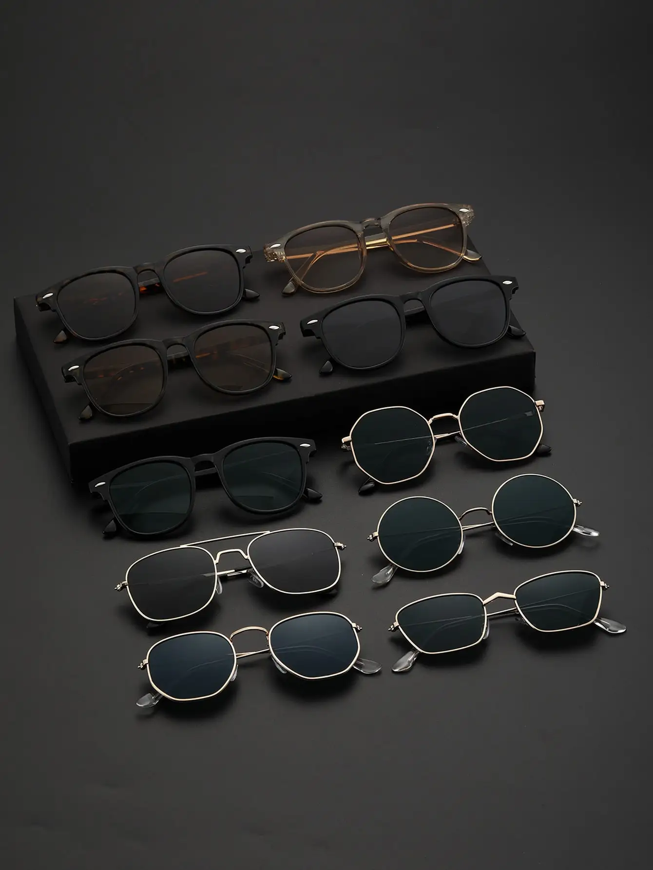 10PCS Men Classic Fashion Round Square Pilot Frame Women Sunglasses For Daily Life Shades Accessories.