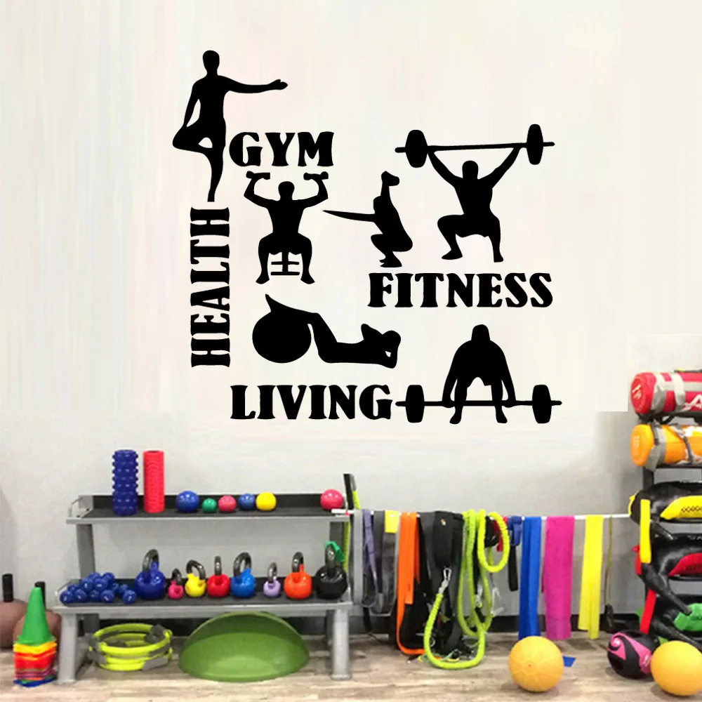 Fitness or Gym Wall Sticker Vinyl Art Home Decor Decor Living Room Bedroom Removable Decoration Accessories Murals