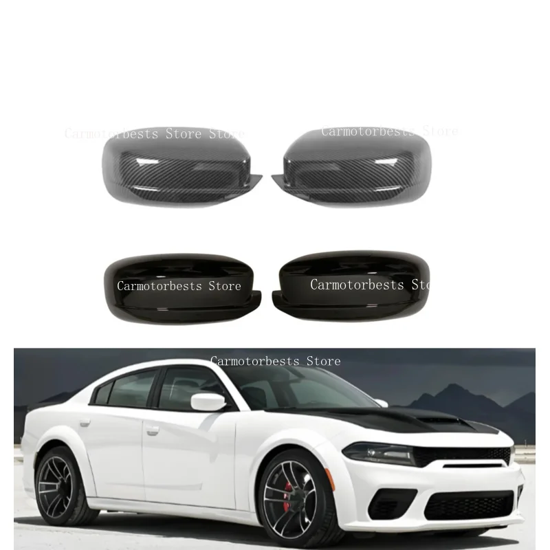 Car Rearview Side Mirror Cover Fit For Dodge Charger for Chrysler 300/200 2011-2021 Wing Cap  StickerView Case Trim Carbon Fiber