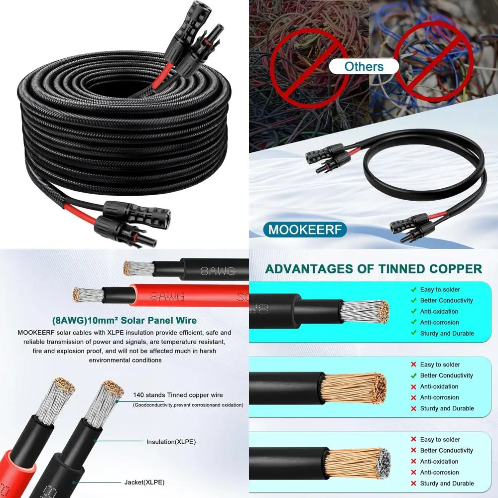 

Удлинительный кабель 8AWG 20-Gauge с водонепроницаемыми разъемами (папа/мама), огнестойкой защитной оплеткой, подходит для автодомов и т.д.