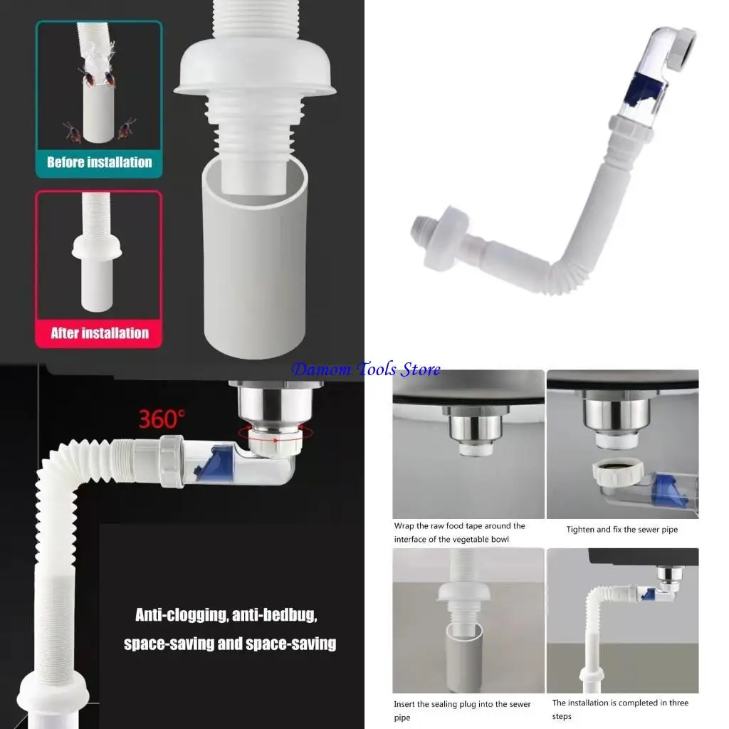 

57BE Bathroom Washbasin Drain Pipe Anticlogging Sink Drain Hose Stretchable Deodorant Pipelines Sink Hose Plumbing Enduring
