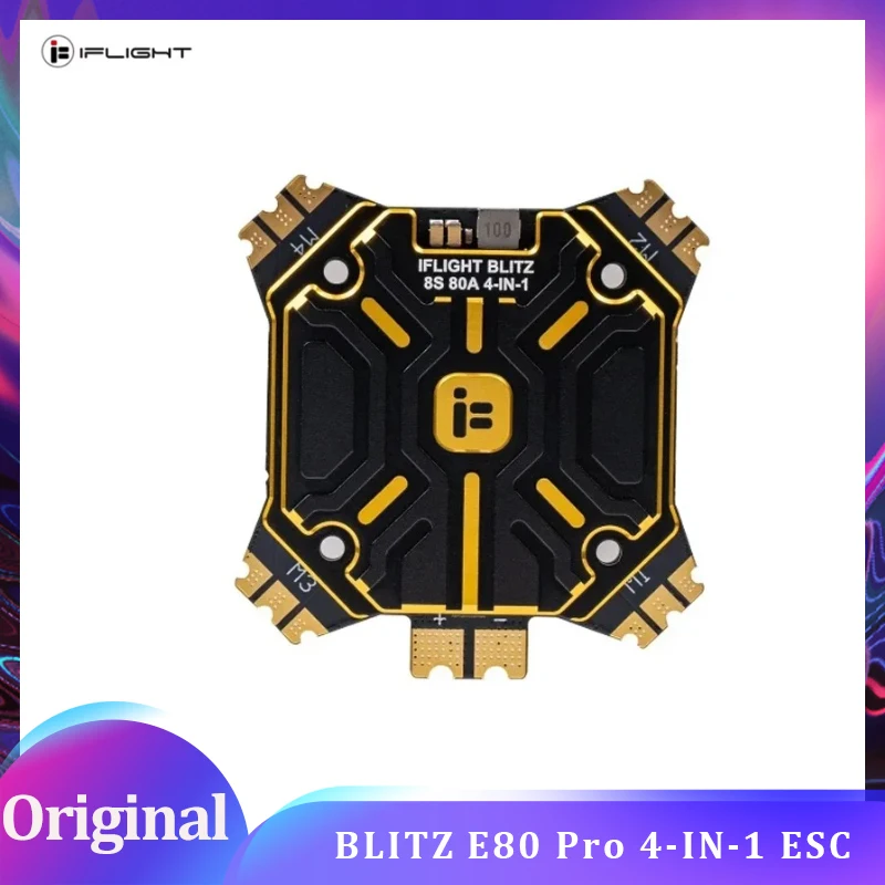 

iFlight BLITZ E80 Pro 4-IN-1 ESC (G2) с монтажными отверстиями 35x35 мм для гоночного FPV-дрона на радиоуправлении