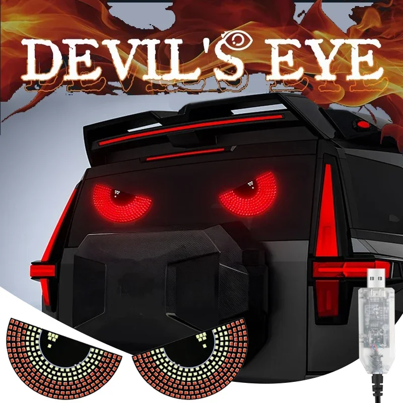 

Светодиодный светильник Devil's Eyes, сигнальные огни автомобиля, матричная панель, предупреждающие стробоскопы, USB-разъемные украшения для лобового стекла автомобиля
