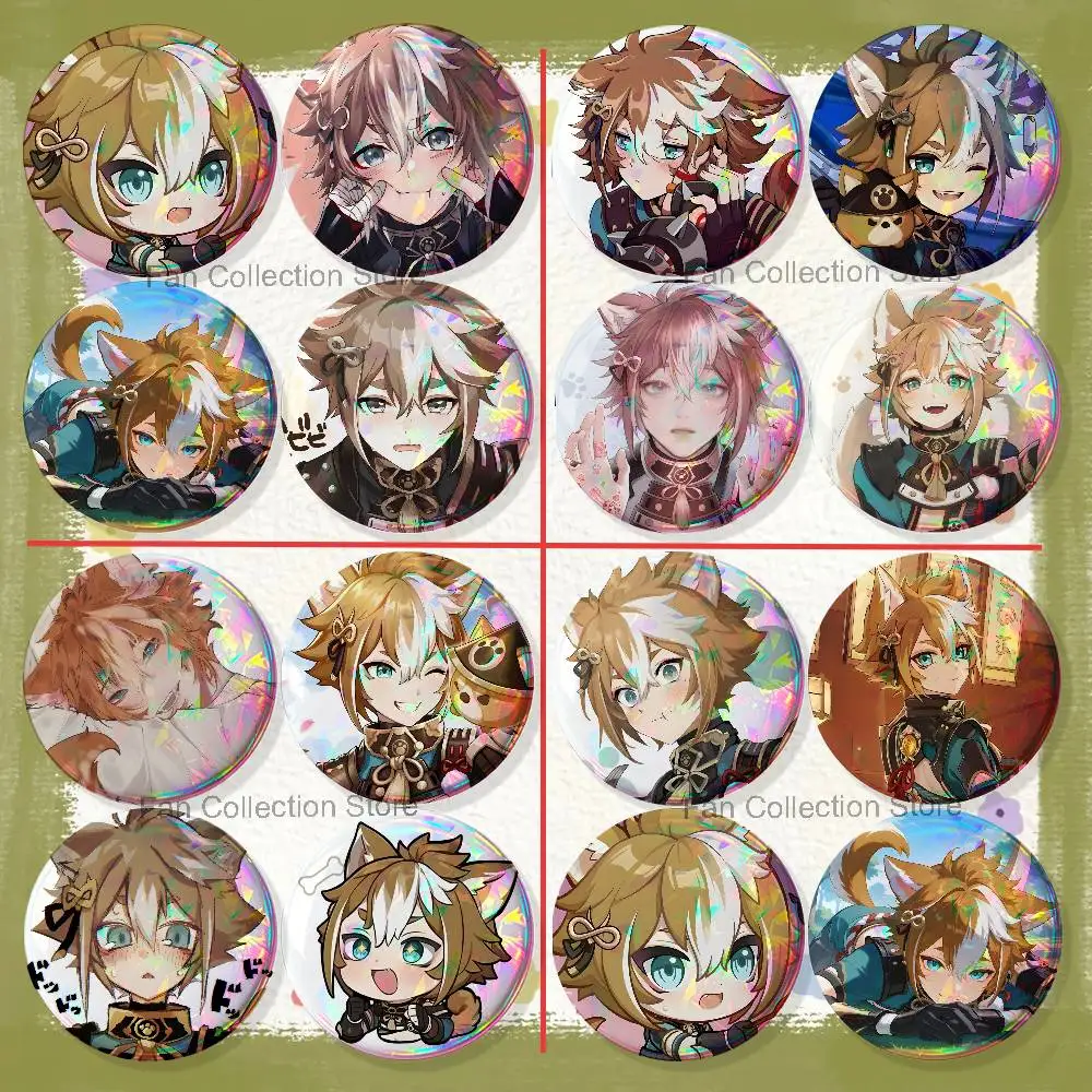 G-Gorou G-Genshin Game 4-piece set Enamel Pins Cartoon Anime Badge Fashion Jewelry Accessories Round