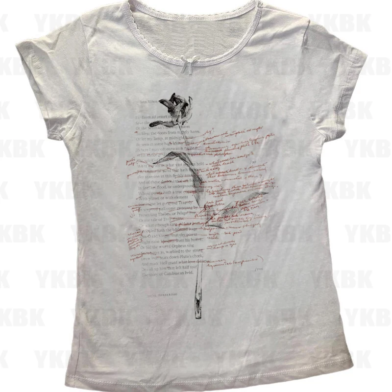 Y2k طباعة زهرة الورد سترة حزام للنساء فاسق قصير مثير مشد الجرونج الأبيض فتاة باردة القوطية سترة غير رسمية أكمام ايمو الطفل