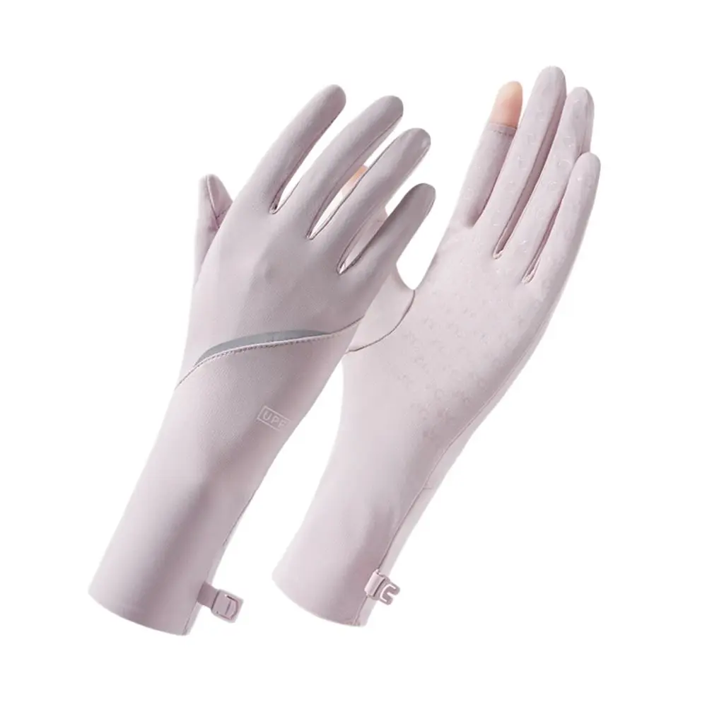 Летние солнцезащитные перчатки с защитой от ультрафиолета, тонкие анти-УФ-варежки из ледяного шелка, эластичные дышащие велосипедные перчатки для вождения, женские и девочки