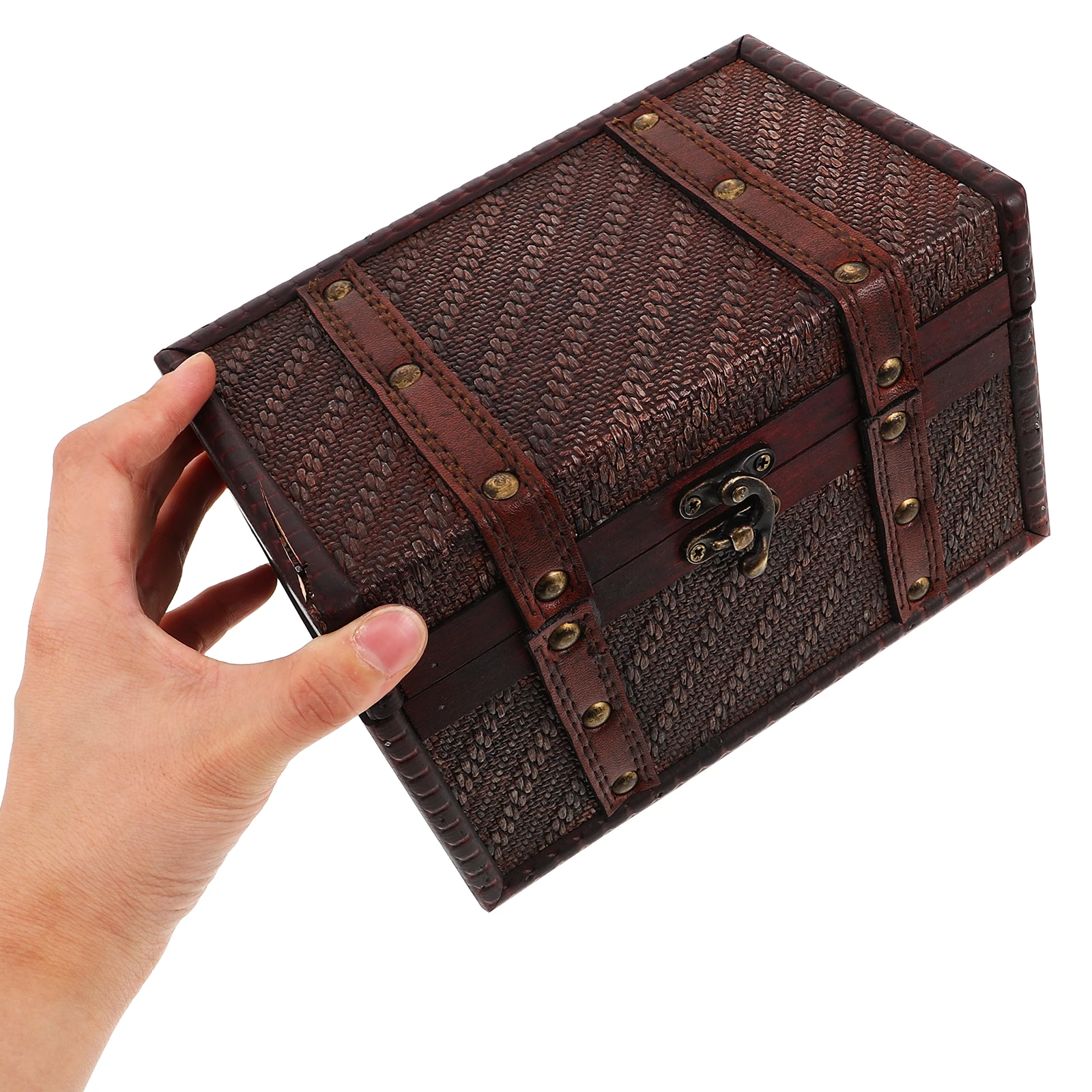 

Wooden Storage Box Vintage Decorative Trinket Boxes Rustic Ring Case Keepsake Farmhouse Organizer Jewelry Treasure Chest