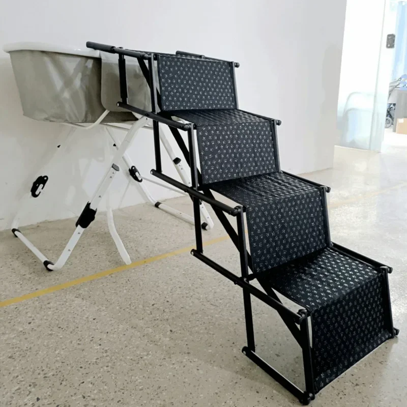 2025 Foldable Pet Ladder Outdoor Vehicle Folding Stairs for Dogs New Foldable Pet Ladder for Bath Rack Pet Cart Free Your Hands