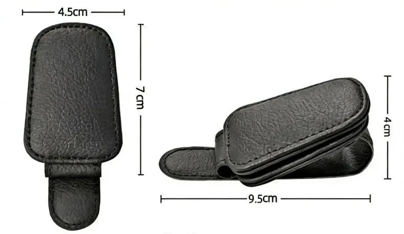 Auto-Sonnenbrillenhalter für Sonnenblende, Brillenclip aus Rindsleder, Brillenetui, Auto-Styling, Ticket- und Kartenclip, Innenzubehör – Detail 1