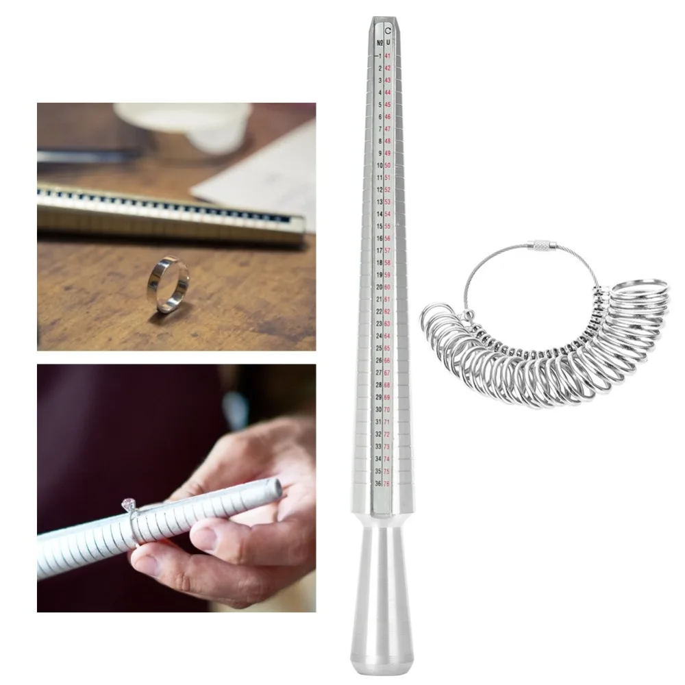 

Metal Construction Ring Mandrel Stick Dual Measurement UK Size Measurement Jewelry Measuring Tool Finger Gauge Sizer Ring Sizing