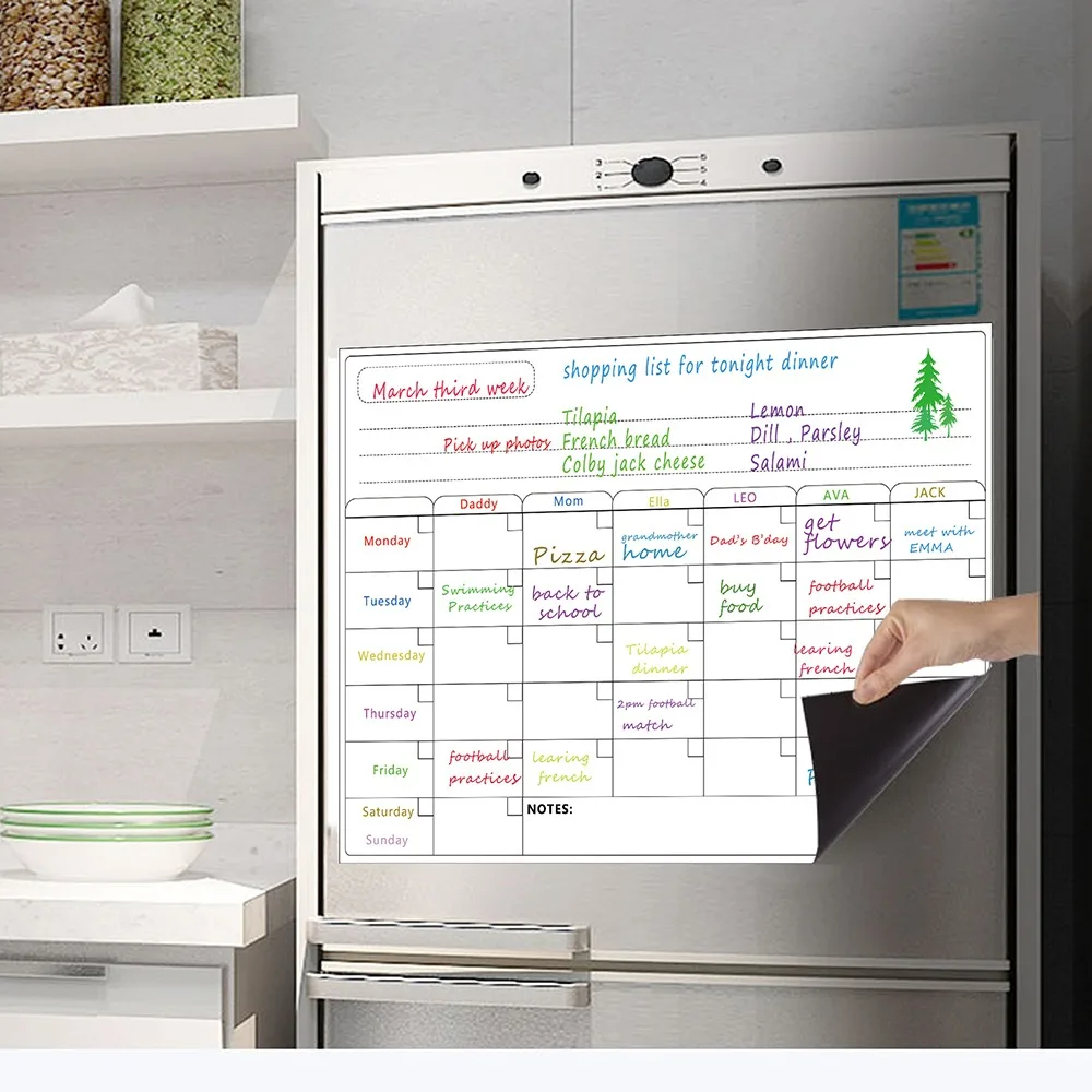 PET Dry Erase Board Comvenient Weekly Monthly Schedule Dry Erase Calendar Board Easy To Erase Whiteboard Planner Kitchen Fridge