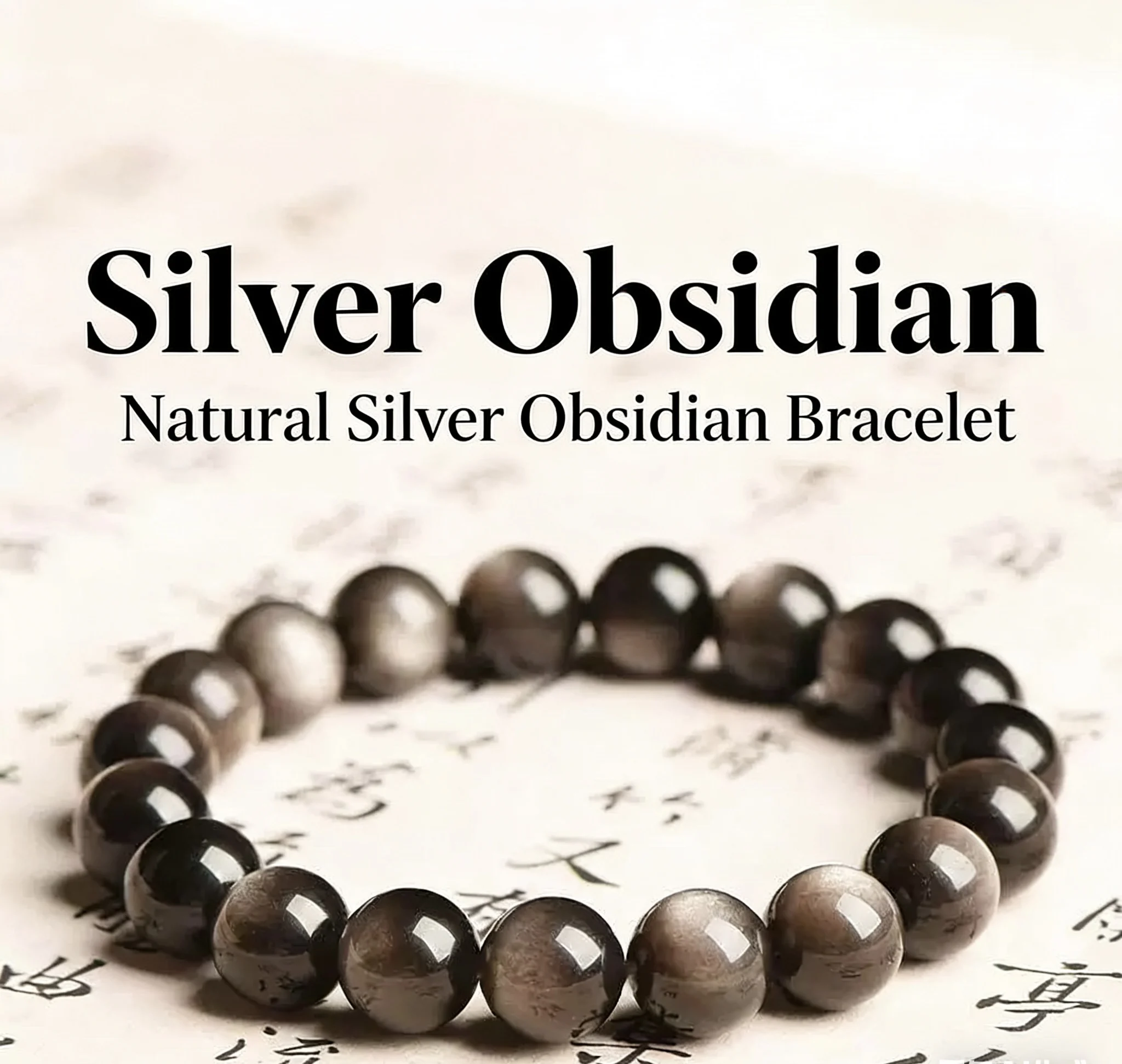 Silver&Gold Obsidian Beads Stretch Bracelets 6-14mm Natural Stone For Man Woman Round Classic Bracelets&Bangle Lucky Jewelry