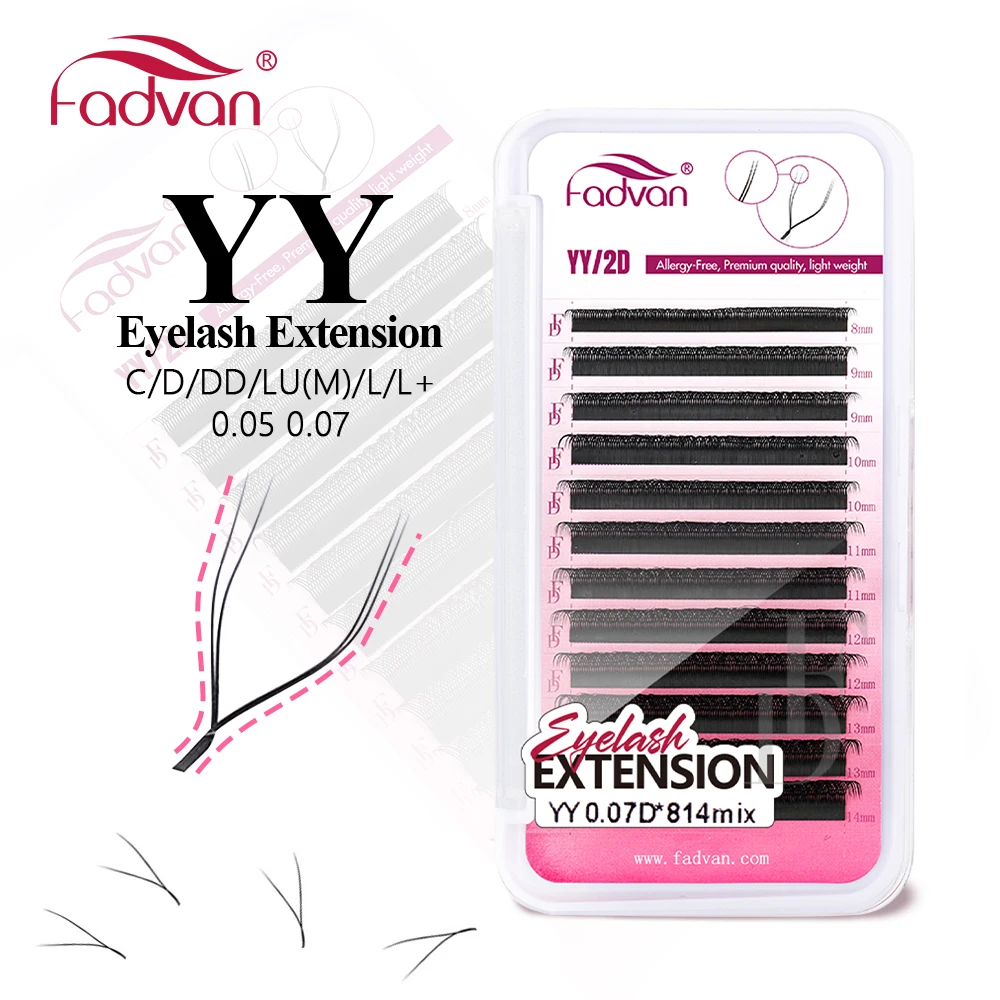 FADVAN YY Shape Eyelashes Extension 0.05/0.07 Soft Premium False Eyelashes individual Makeup Black Crisscross Beauty