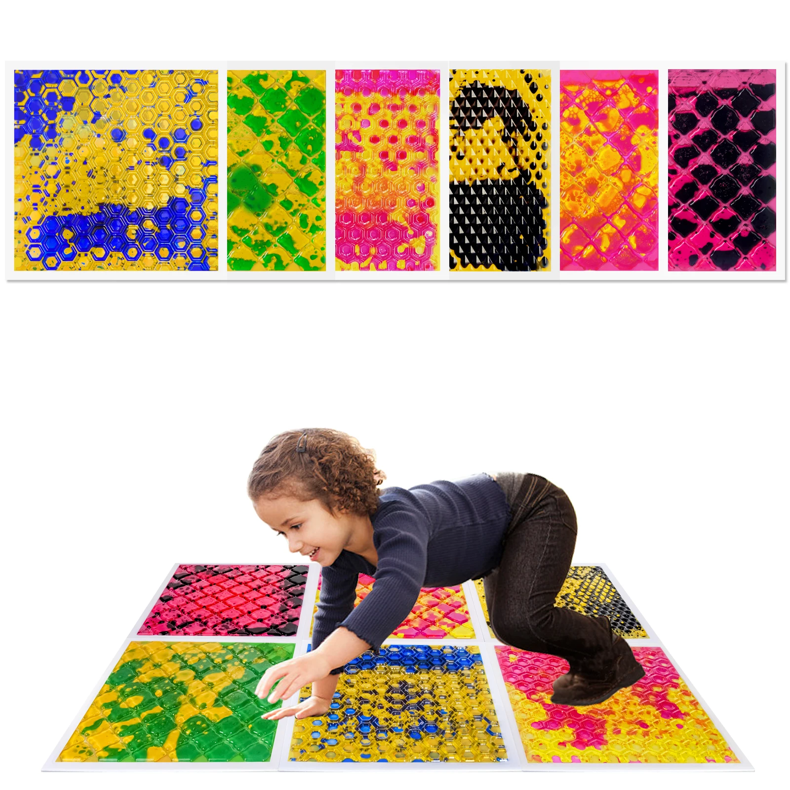Carreaux sensoriels colorés pour enfants, sensoriels multicolores, expériences sensorielles vibrantes, zones de jeu, 6 pièces
