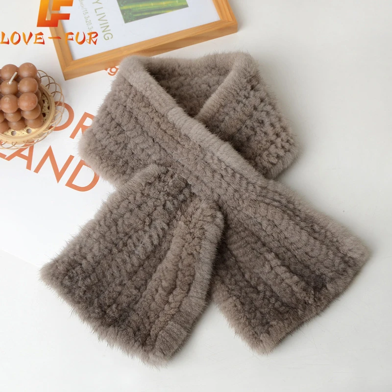 

2024 Women Quality Real Mink Fur Scarf Shawl 100% Natural Real Mink Fur Scarf Lady Winter Warm Hand Knitted Real Mink Muffler