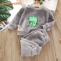 Bear Leader Coral Fleece Pajama Sets Baby Boys Girls Winter Plus Velvet Thick Flannel Homewear Children Warm Sleepwear Suit 2Pcs