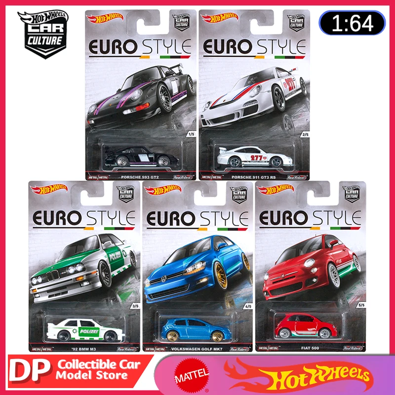 

Hot Wheels Car Culture Old 2016 Euro Style Sets Porsche BMW Golf Fiat 1:64 Scale Collectible Diecast Vehicle Model Cars