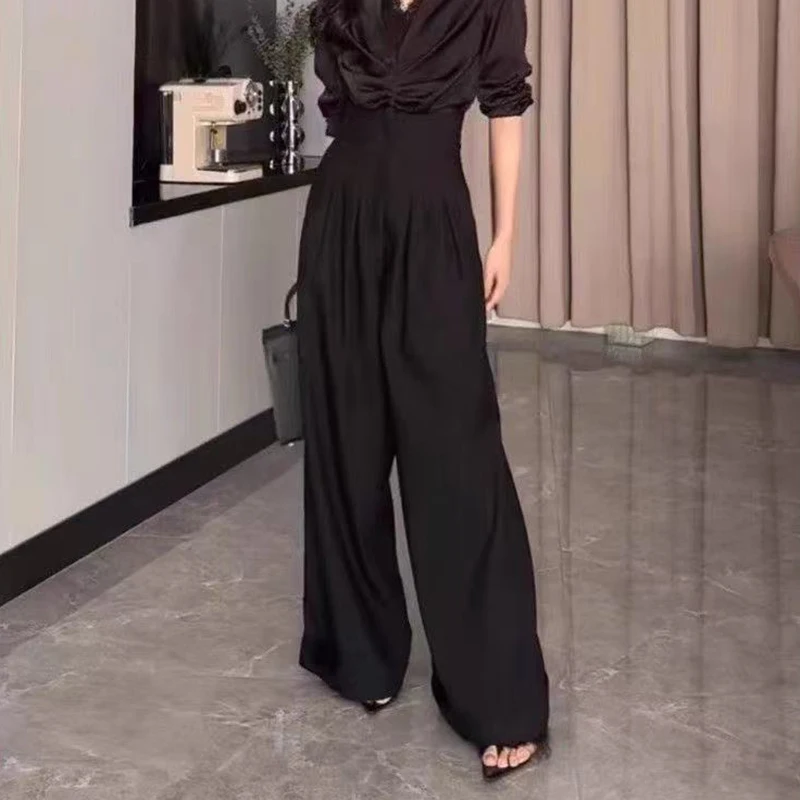 Office Ladies Ultra High Waist Wide Leg Pants Straight Drooping Spring Summer All-Match Long Suit Pants Casual Mopping Trousers - Image 4