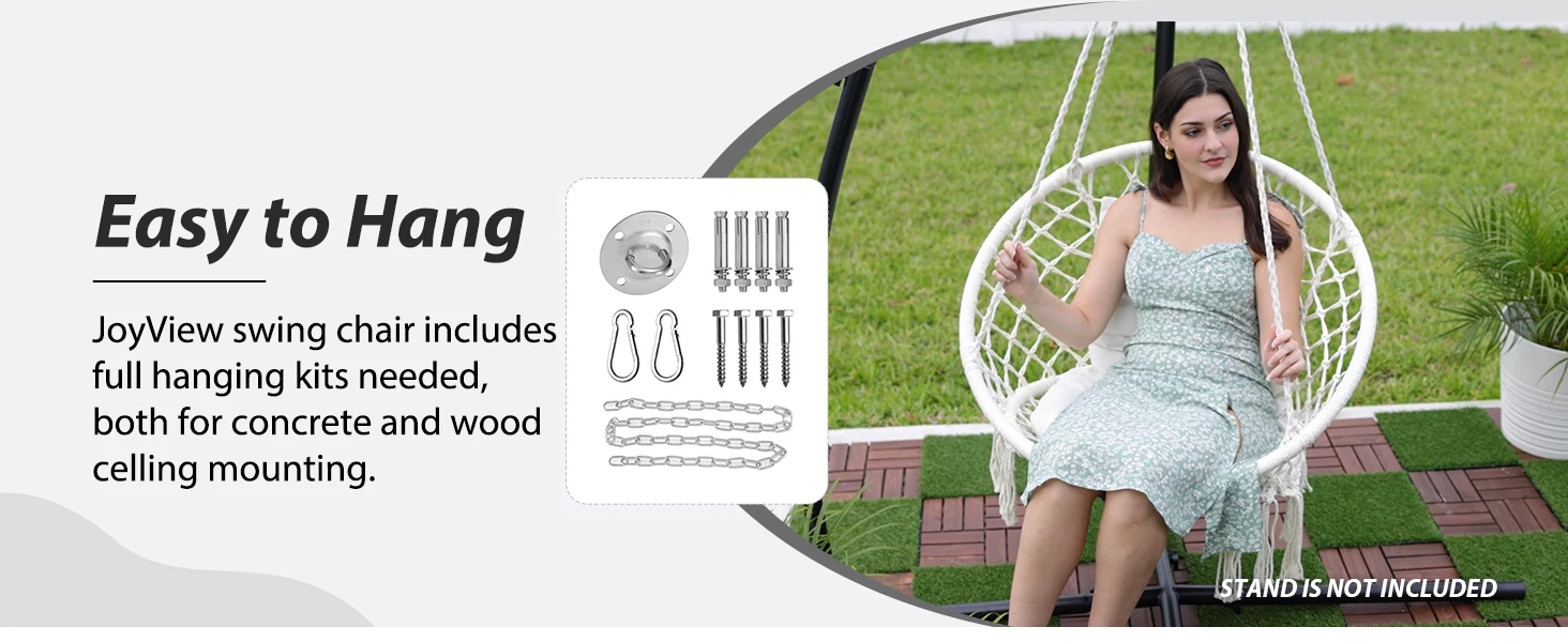 JoyView Macrame Hanging Swing Chair-3