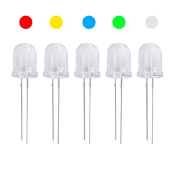 5 colori 10MM Led diodo LED Kit diodi emettitori di luce, 100 pezzi 10MM assortimento Led trasparente Set rosso giallo blu verde bianco