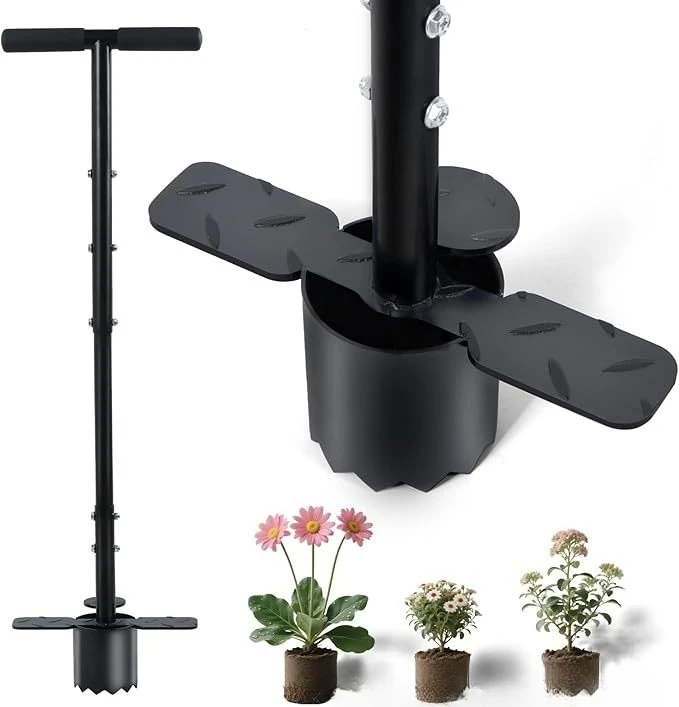 Lawn transplanters, lawn restorers, lawn plug cutters, bulb planting tools