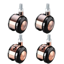 4 Pcs/Set 1.6/2Inch Zinc Alloy Decorative Universal/Brake Wheel M8/M10 Screw Tea Side Table Pulley Roller Small Furniture Caster