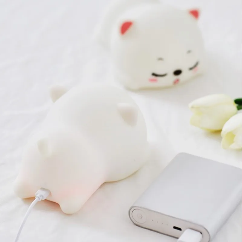 Baby Gift Touch Sensor Lamp Lovely Cat USB Rechargeable Silicone LED Night Light Bedroom Bedside Night Lamp with Remote for Kids