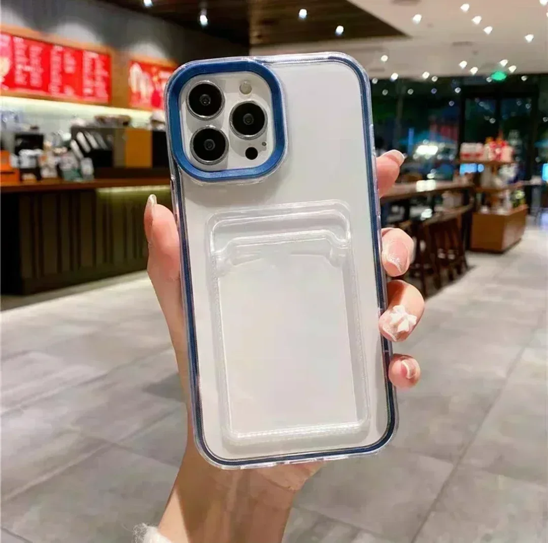 หรูหรากระเป๋าใสสําหรับiPhone 11 12 13 14 15 Pro Maxธรรมดากันกระแทกกันชนนุ่มTPU Cover