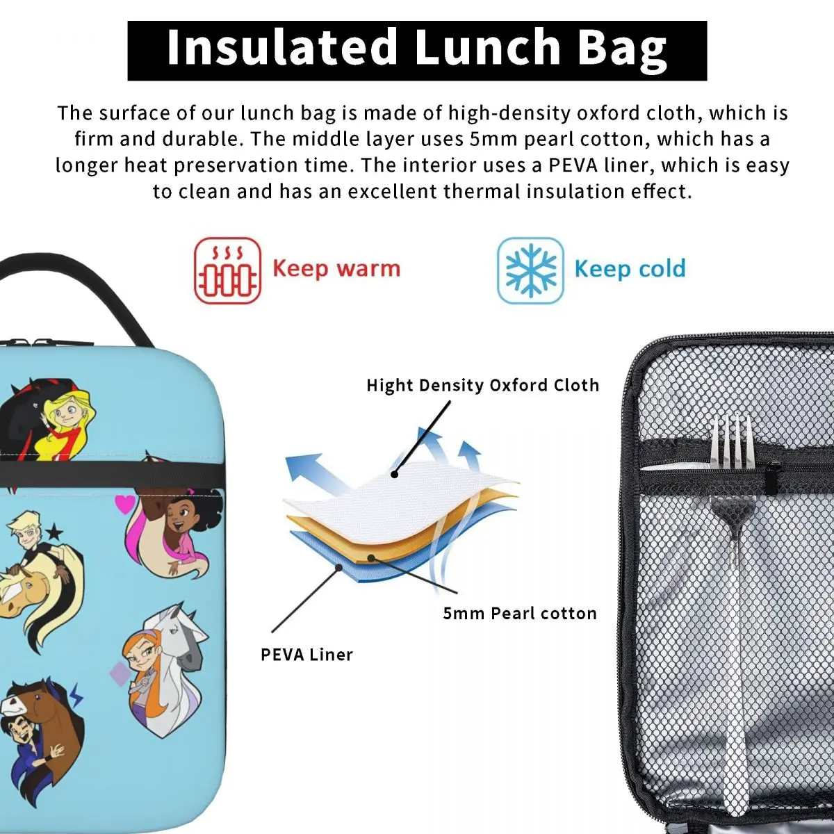 هورسلاند حقيبة الغداء الهزلية صندوق الغداء عادية للرجال نزهة المحمولة معزول حقيبة للحفاظ على البرودة أكسفورد طباعة حمل أكياس الغذاء