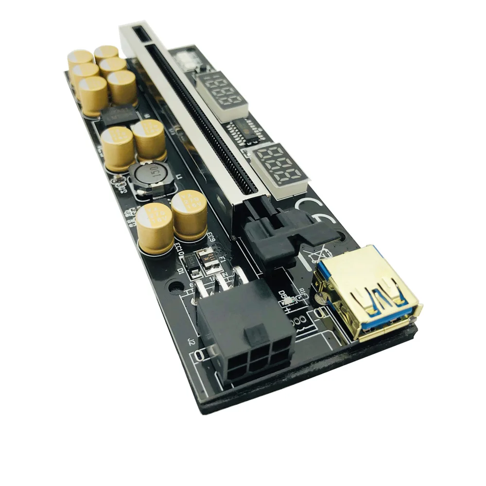 6PCS PCIE Riser VER016 V016 Riser สำหรับการ์ด Riser PCI Express X16 Extender USB 3.0แรงดันไฟฟ้าสำหรับ BTC Mining