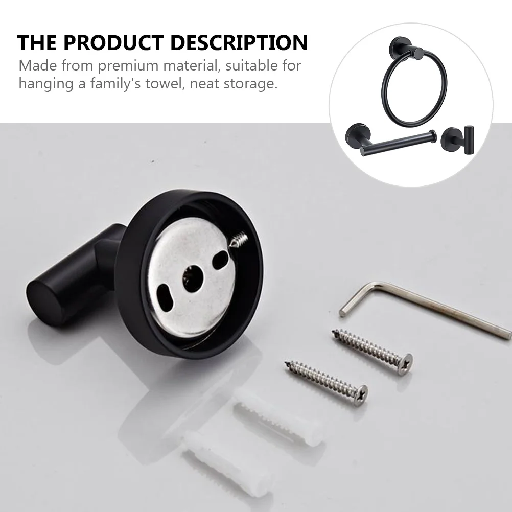 

3Pcs Stainless Steel Bathroom Towel Ring Paper Towel Holder Clothes Hook High Load Capacity Bathroom Storage Organizer
