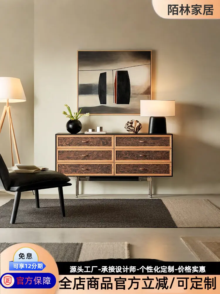 

Французский ретро сундук из цельного дерева мокко, бытовой настенный шкафчик для гостиной, спальни, шкаф для хранения, шкаф с выдвижным ящиком, прикроватный шкаф