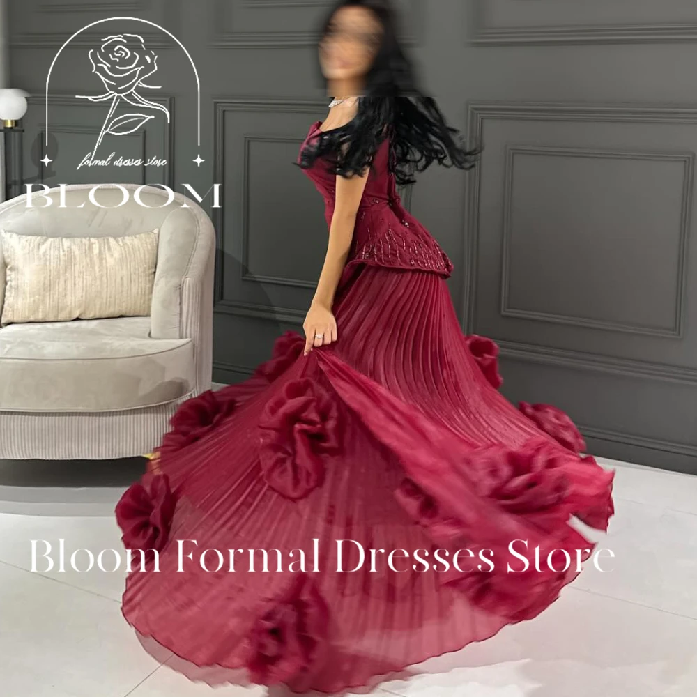 Bloom Customized  Sleeveless Solid Color Pleats Ruching Mermaid Sweep Train Solid Color Ladies Gowns For Special Occasion