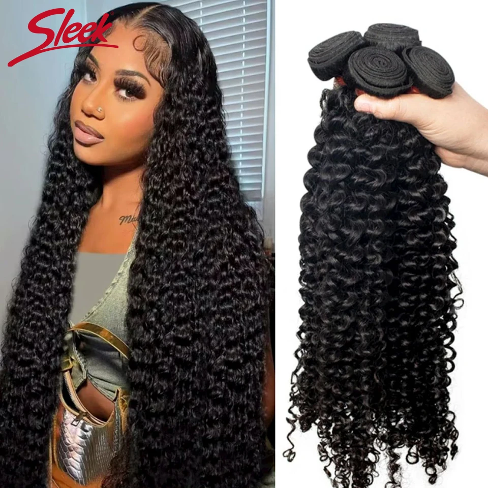 Sleek Kinky Curly Human Hair Bundles Brazilian Top Raw Hair Extensions Unprocessed Virgin Deep Water Wave 100% Human Hair Weave