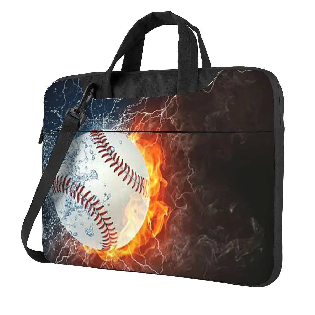 Baseball In The Fire And Water Crossbody Laptop Bag Case Computer Bag Resistant Protective Notebook Pouch for Macbook Pro Lenovo