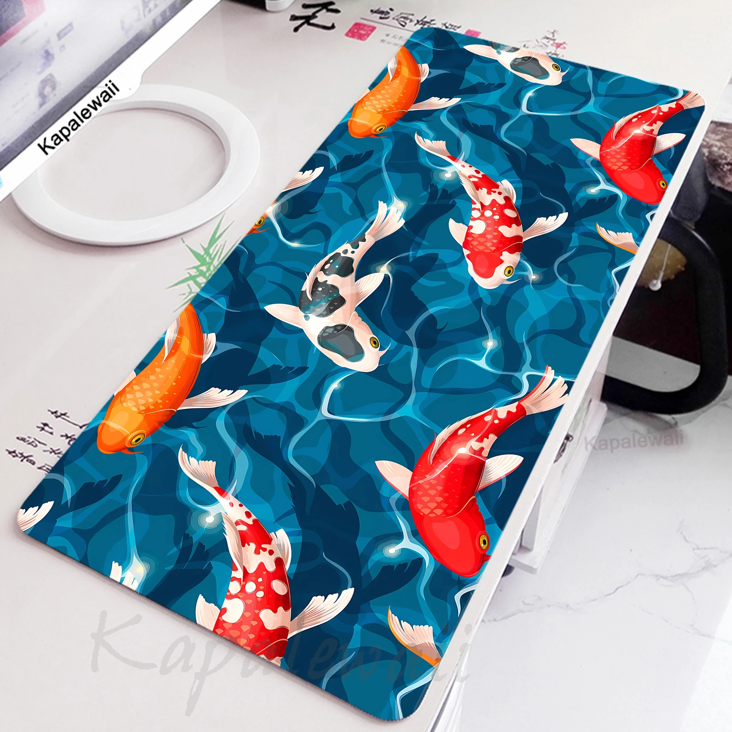 

Japanese Koi Mousepad Gamer Keyboard Pc Gaming Setup Accessories Gaming Mouse Mat Pad Large Desk Mice Keyboards 100x50cm