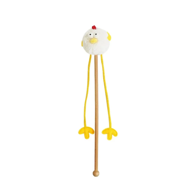 

Chicken Cat Teaser Wand Toy Plush Stick with Catnip Long Rod Bite Resistant Interactive Kitten Toy Pet Supplies Feather Top Fun