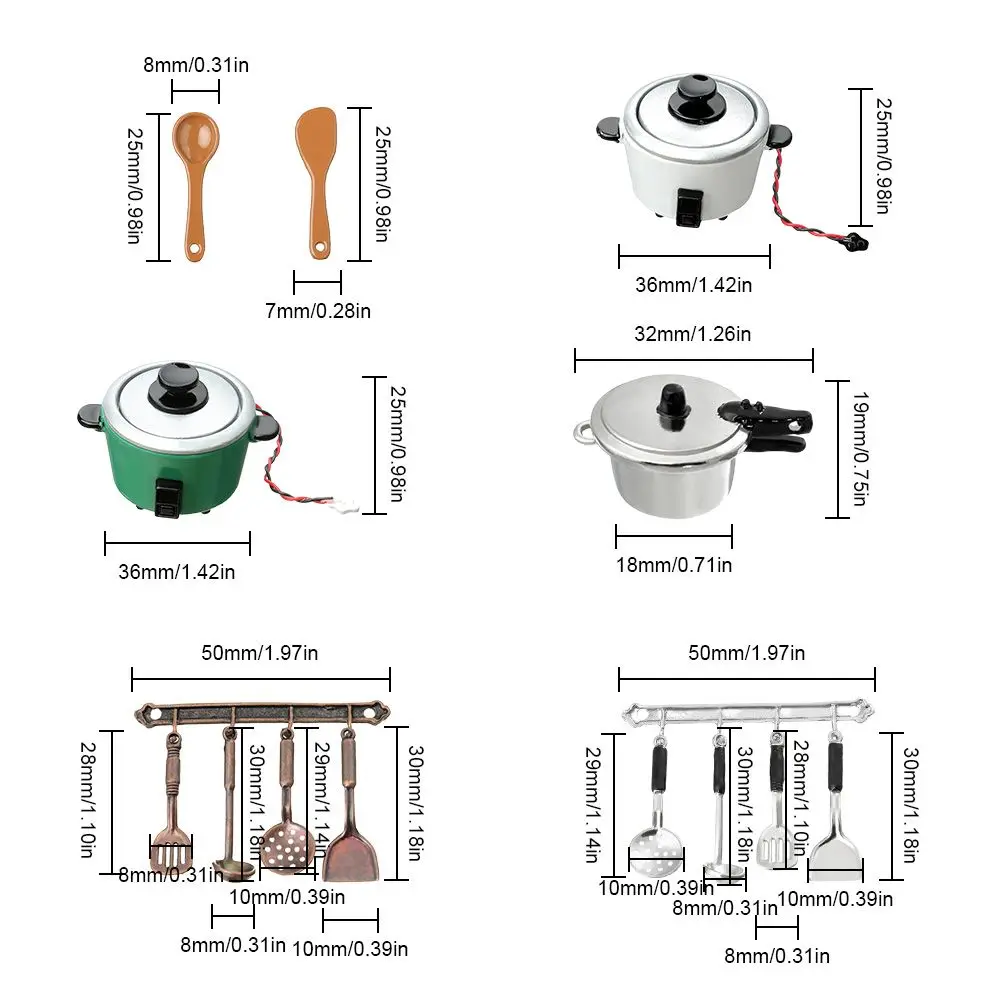 New Spoon Pot 1:12 Dollhouse Furniture Cookware Doll Accessories Simulation Mini Cutlery Set Miniature Cookware