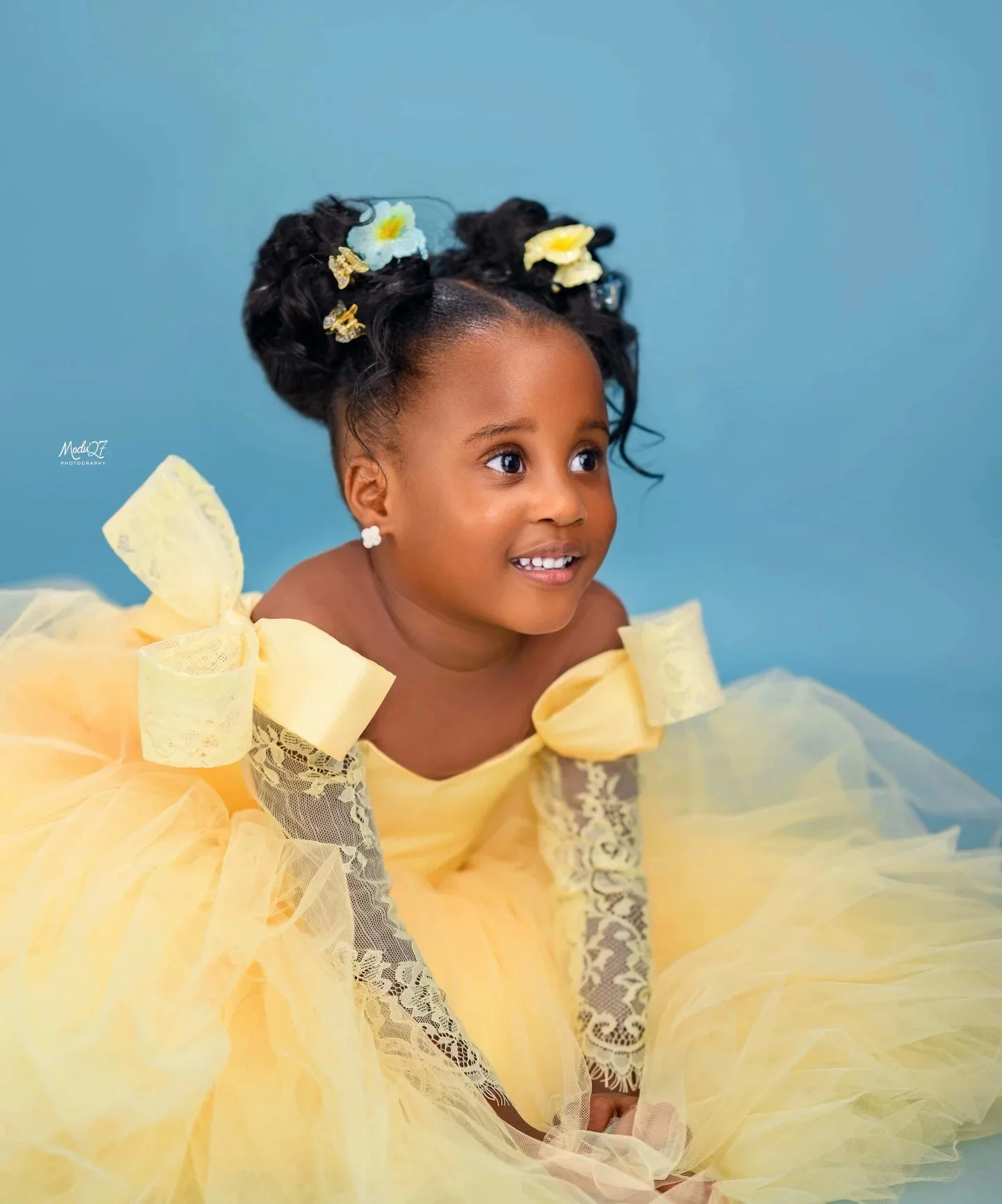 Princess Yellow Flower Girl Dresses for Wedding with Bow Lace Tulle Puffy Kids Birthday Party First Communion Ball Gown Custom