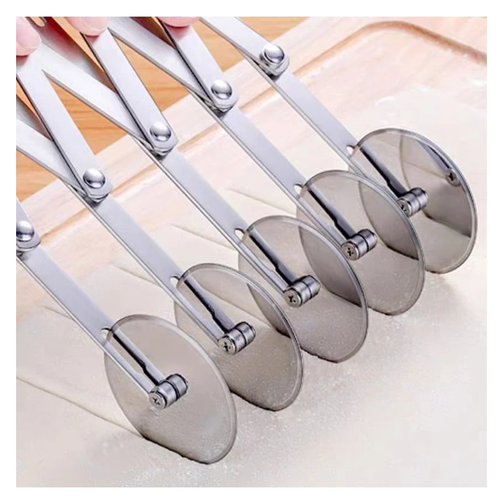 Professional Stainless Steel Adjustable Pizza Roller Cutter 3/5/7 Multi-wheel Dough Divider Pastry Slicer For Bakery & Kitchen