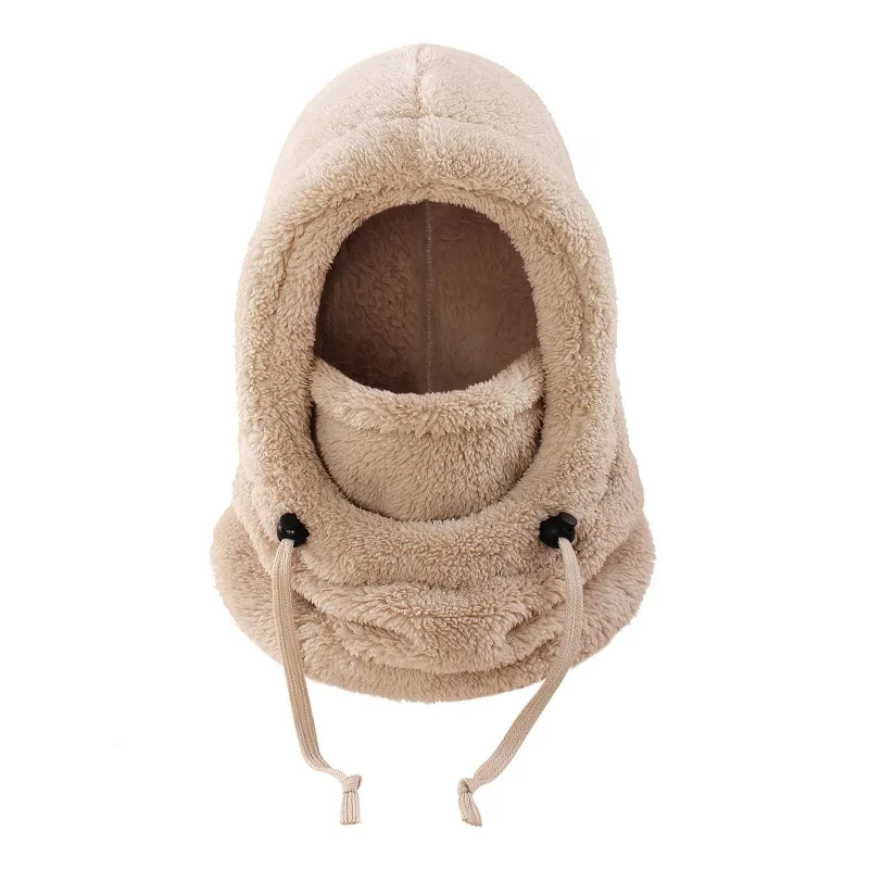 Integrated Hat, Winter Thickened Ski Cycling,Plush Thermal Hood, Ear Protection, Scarf,  Windproof Mask, Pullover Hat, Children