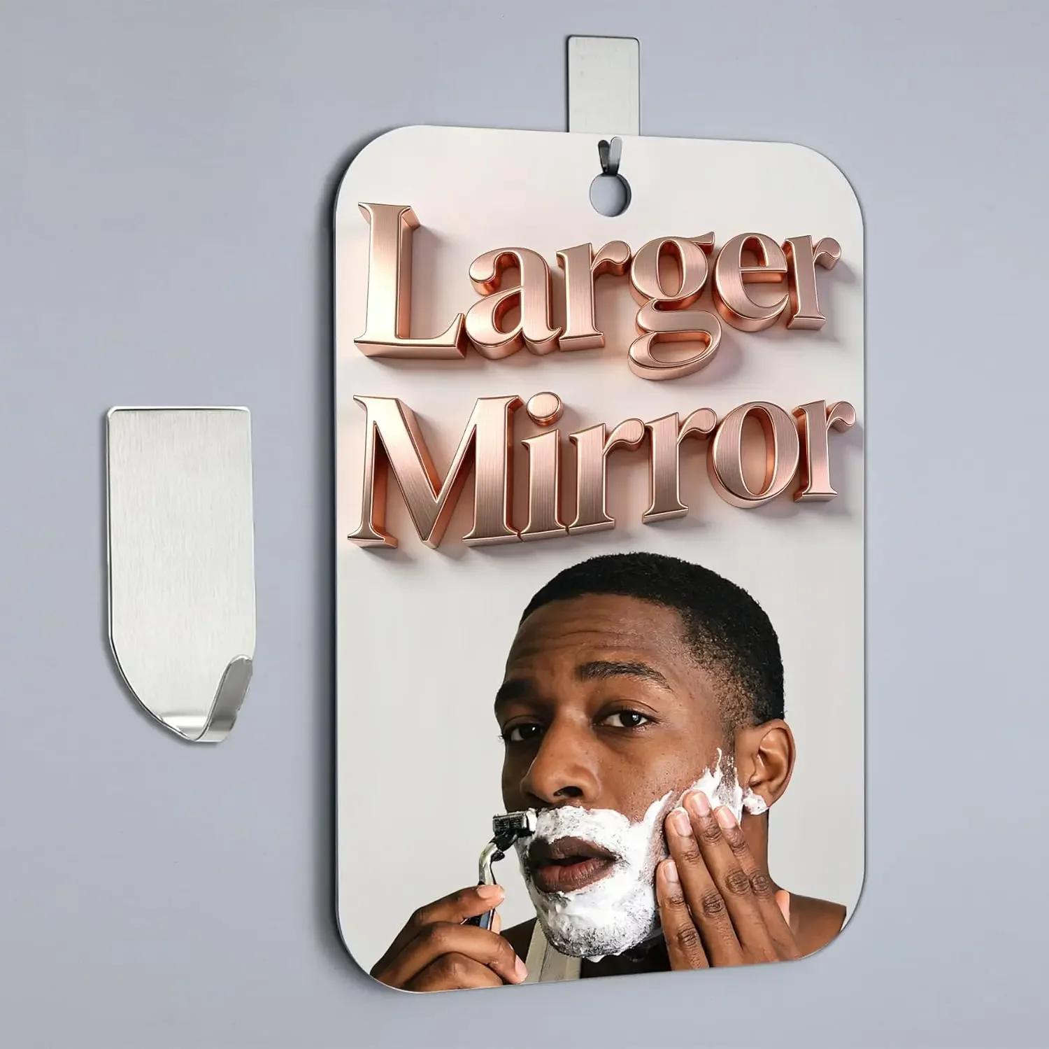 

Anti Fog Shower Mirror 11x8 Inch, Shatterproof, No Drilling, Handheld, for Bathroom & Travel