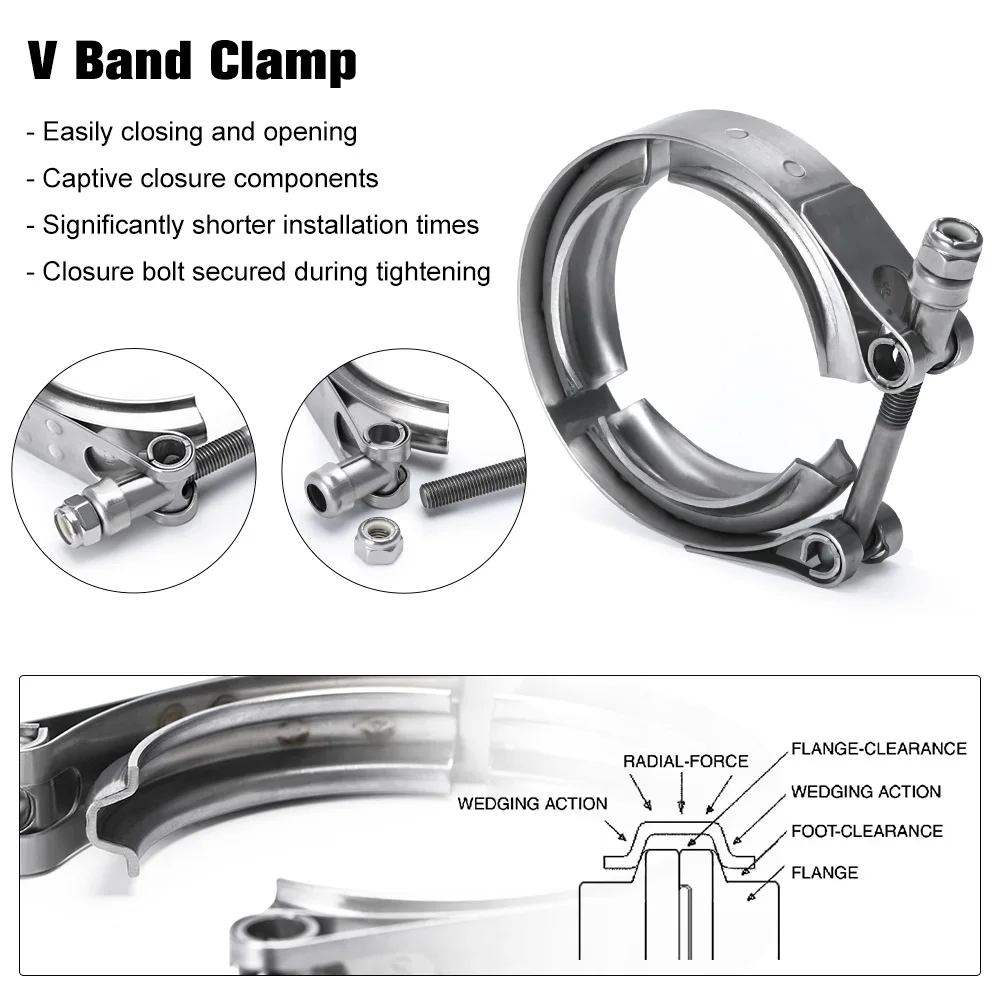 WLR Universal 2.0 inch Auto Parts V-band clamp kit for Turbo, Exhaust pipes Turbo Downpipe Exhaust Clamp V band WLR-VCN2