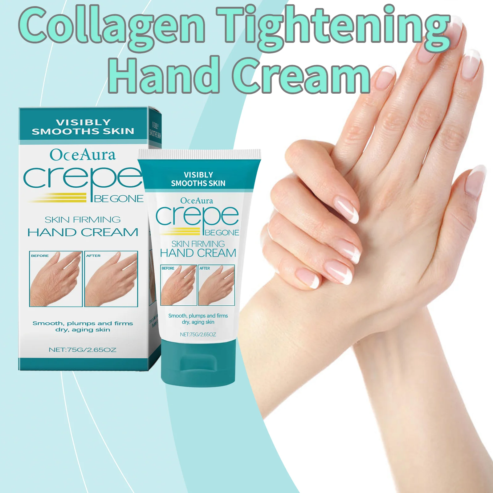 Crema de manos reafirmante, hidrata y nutre el colágeno, mejora la elasticidad de la piel, reafirma y ilumina la piel de las manos