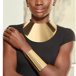 Liffly African Big Collar Choker Necklaces for Women Round Earrings Statement Mature Bracelet Wedding Home Party Travel Jewelry