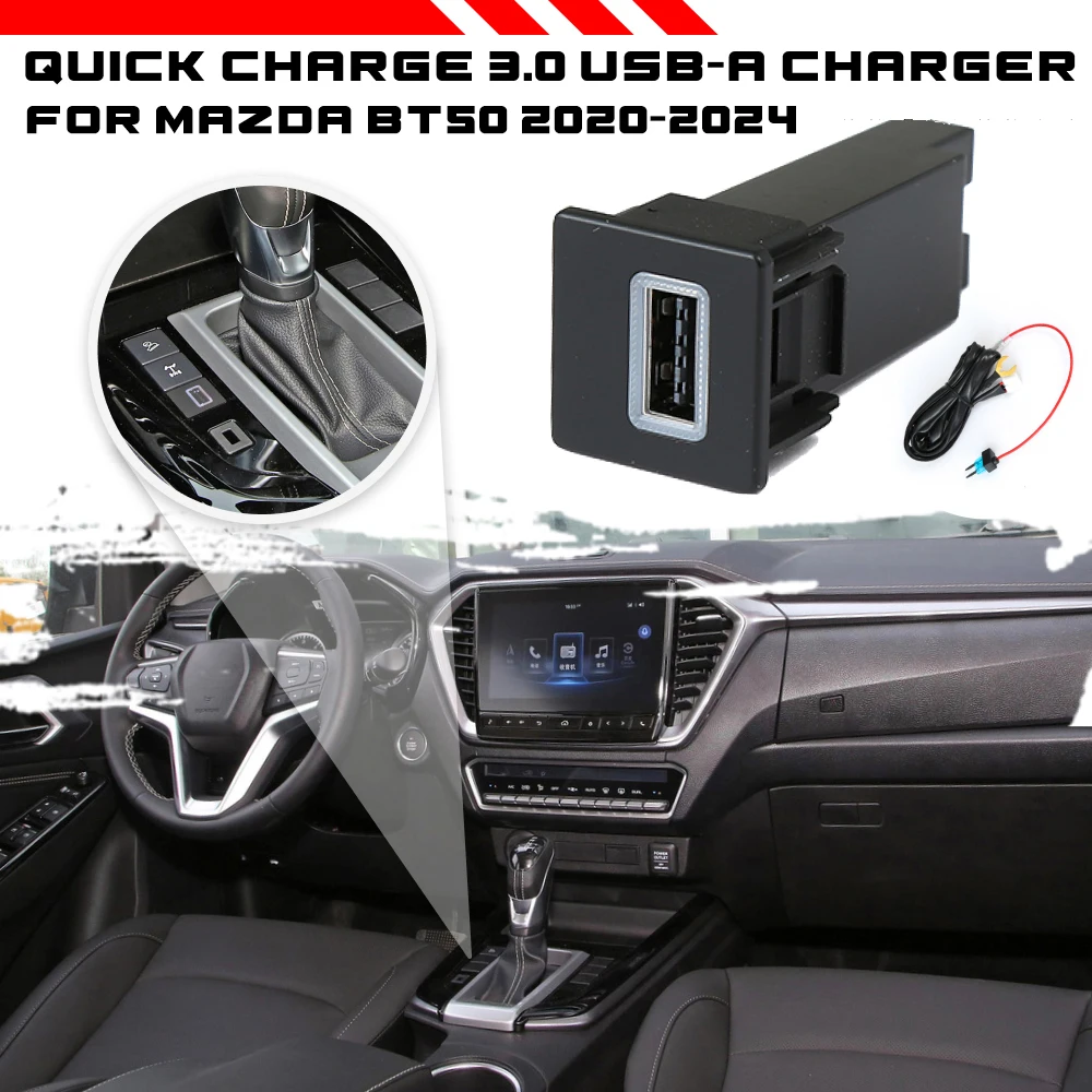 

Shift Gear Panel Switch Button Upgrade Convert USB-A QC3.0 Port Socket Kits For Isuzu D-Max 2020-2024, For Mazda BT50 2020-2024