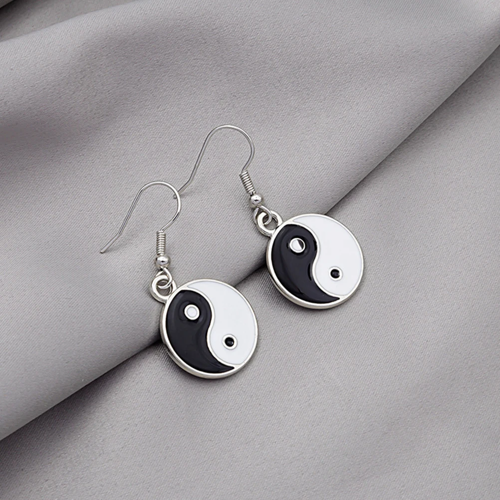 1 زوج ريترو استرخى أقراط أسود أبيض سبيكة إسقاط أقراط للنساء الفتيات العصرية الأذن مجوهرات خفيفة الوزن الأذن الزينة