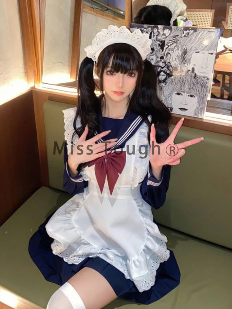 Japanese Kawaii 2 Piece Set Women Bow Sailor Collar Sweet Y2k Designer Mini Dress Female Korean Fashion Princess Clothes 2023